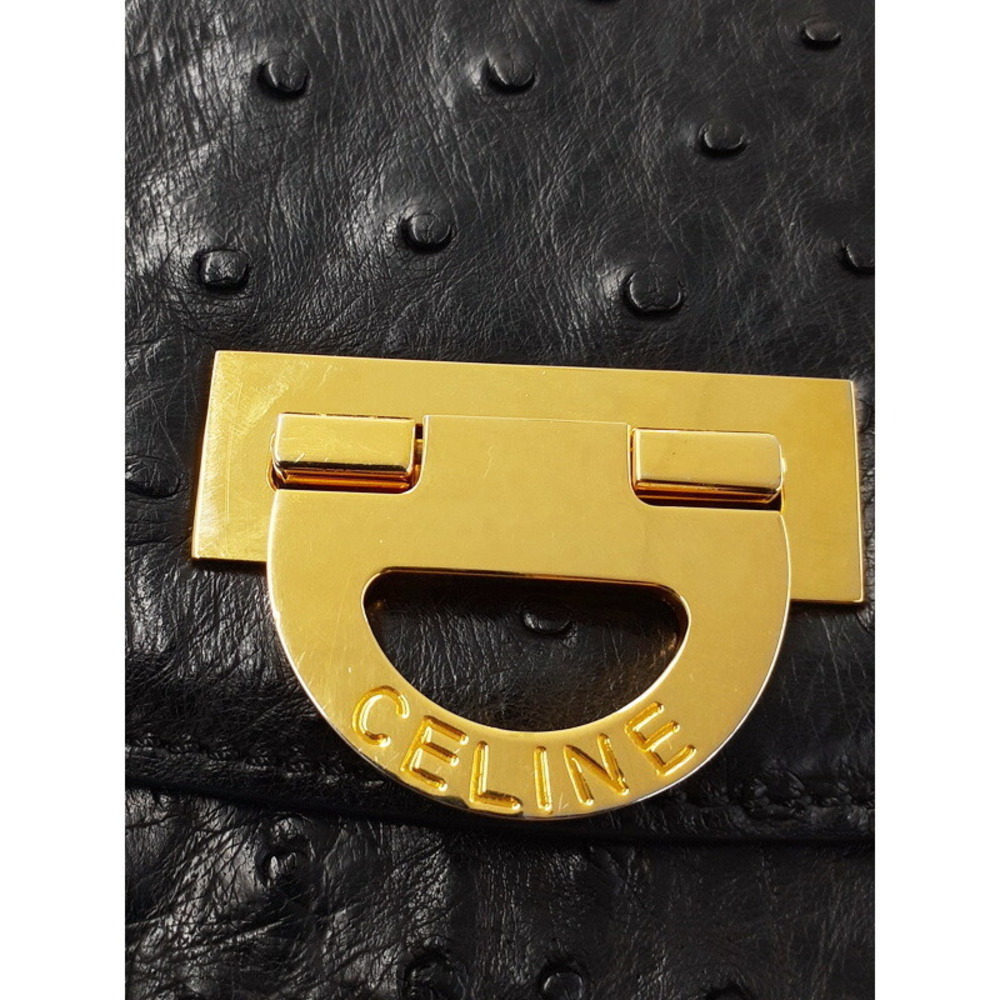 Celine Ostrich Leather Shoulder Bag Handbag - Picture 6 of 9
